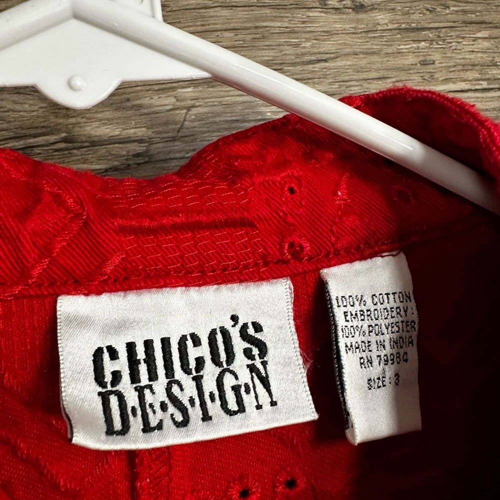 Chico's Vibrant Red Textured Blazer - Picture 2 of 7